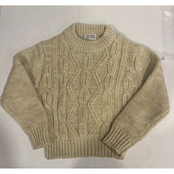 Sears Other - Vintage Sears Cable Knit Beige Crewneck Youth 4-5y Acrylic Fisherman Sweater